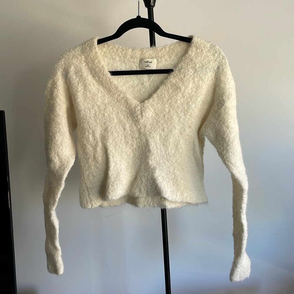 Aritzia Wilfred Alpaca Knit Sweater in Cream (xxs)